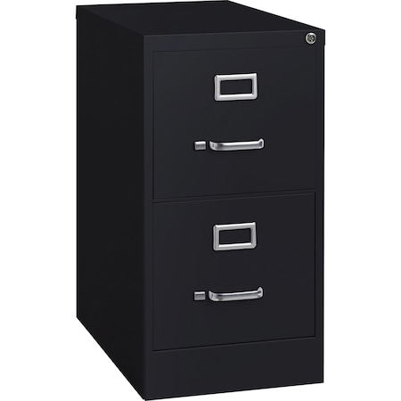 Lorell Fortress Series 2-Drawer Vertical File Cabinet, 15" x 22" x 28.4", Black LLR42291